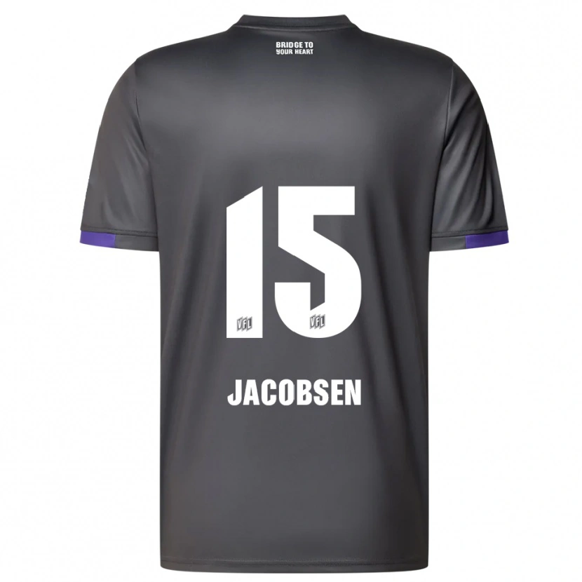 Danxen Damen Bjarke Jacobsen #15 Grau Lila Auswärtstrikot Trikot 2025/26 T-Shirt