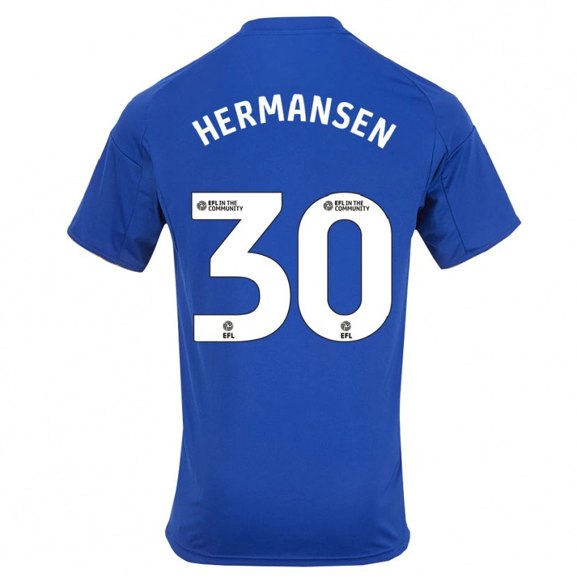 Danxen Kinder Mads Hermansen #30 Blau Gold Heimtrikot Trikot 2025/26 T-Shirt