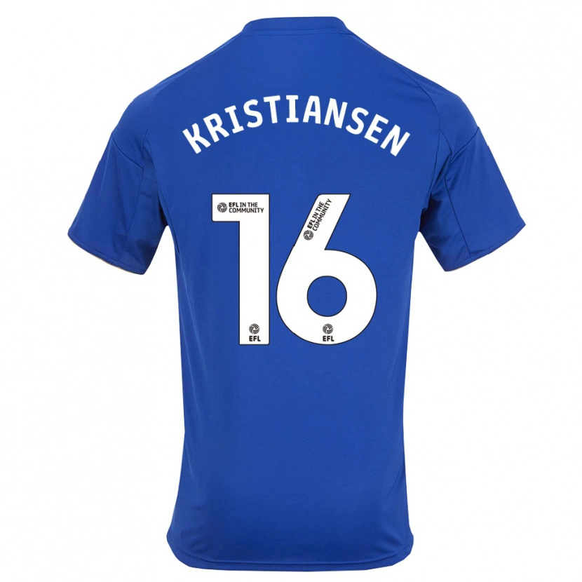 Danxen Kinder Victor Kristiansen #16 Blau Gold Heimtrikot Trikot 2025/26 T-Shirt