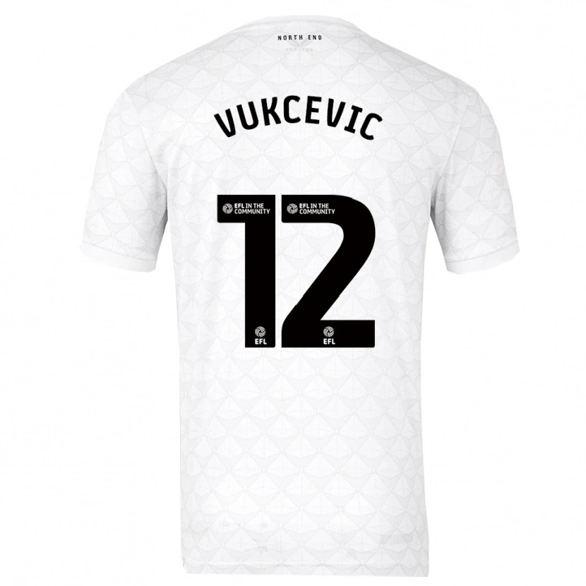 Danxen Kinder Andrija Vukcevic #12 Weiß Rot Heimtrikot Trikot 2025/26 T-Shirt