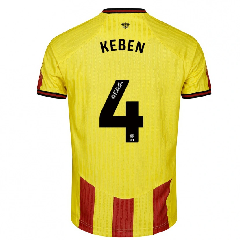 Danxen Kinder Kévin Keben #4 Gelb Rot Heimtrikot Trikot 2025/26 T-Shirt