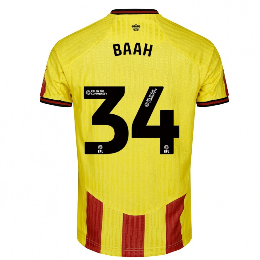 Danxen Kinder Kwadwo Baah #34 Gelb Rot Heimtrikot Trikot 2025/26 T-Shirt