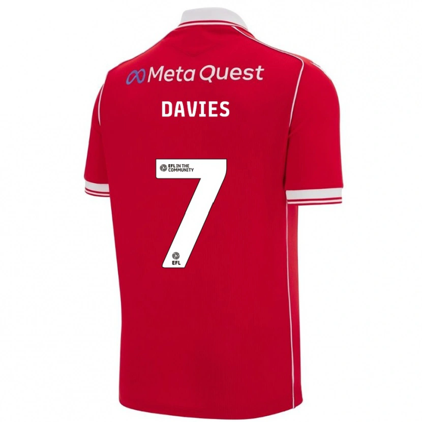 Danxen Kinder Jordan Davies #7 Rot Weiß Heimtrikot Trikot 2025/26 T-Shirt