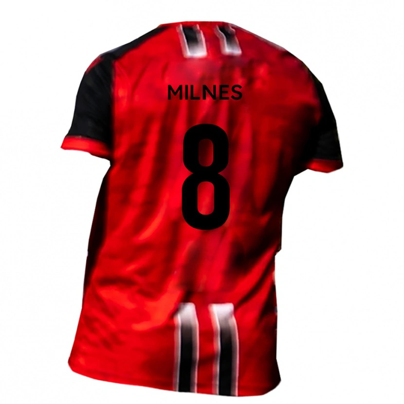 Danxen Kinder Ben Milnes #8 Rot Schwarz Heimtrikot Trikot 2025/26 T-Shirt