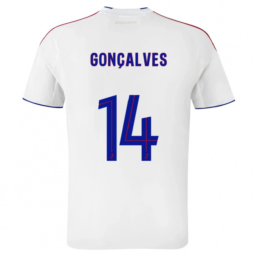 Danxen Kinder Tiago Gonçalves #14 Weiß Rot Heimtrikot Trikot 2025/26 T-Shirt