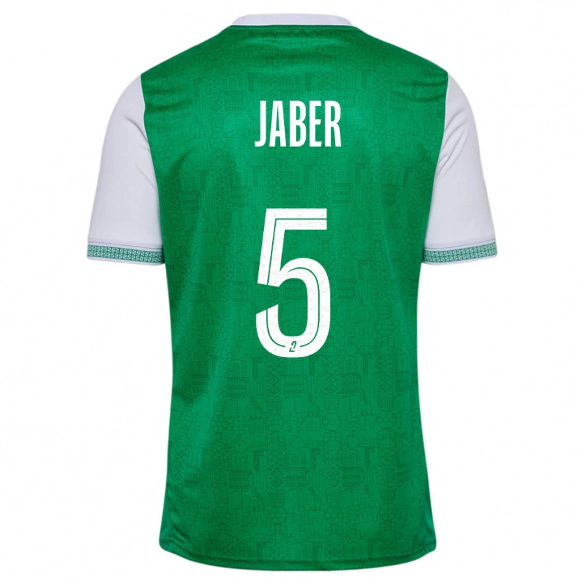 Danxen Kinder Mahmoud Jaber #5 Grün Weiß Heimtrikot Trikot 2025/26 T-Shirt