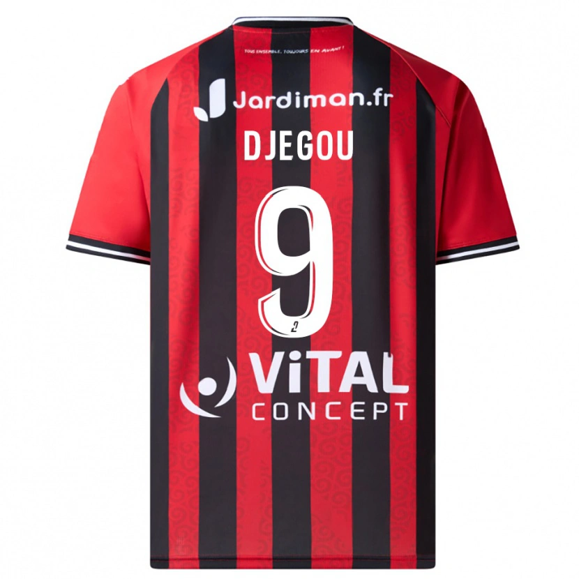 Danxen Kinder Jean-Yves Djegou #9 Rot Schwarz Heimtrikot Trikot 2025/26 T-Shirt
