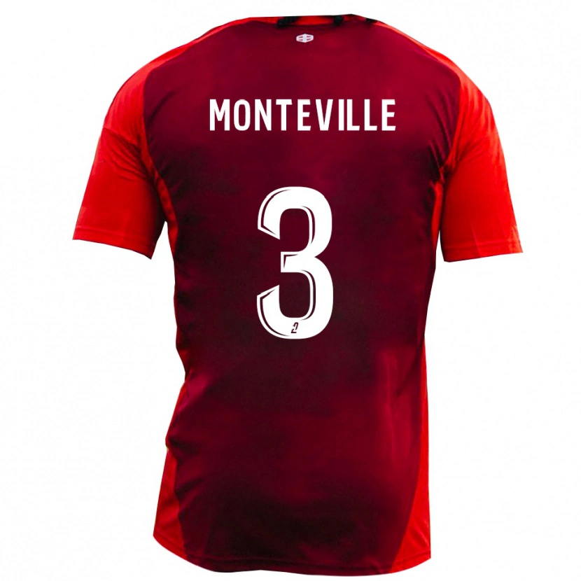 Danxen Kinder Idriss Monteville #3 Rot Burgund Heimtrikot Trikot 2025/26 T-Shirt