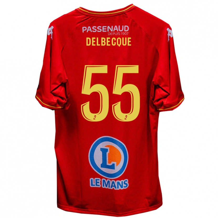 Danxen Kinder Augustin Delbecque #55 Rot Gelb Heimtrikot Trikot 2025/26 T-Shirt