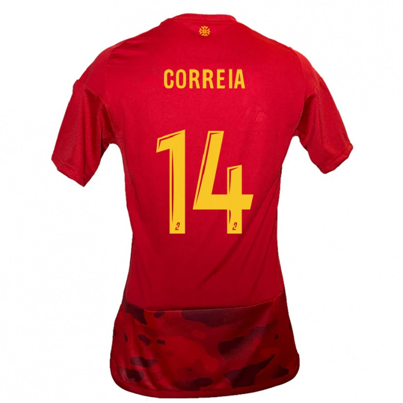 Danxen Kinder Tiago Correia #14 Rot Gelb Heimtrikot Trikot 2025/26 T-Shirt