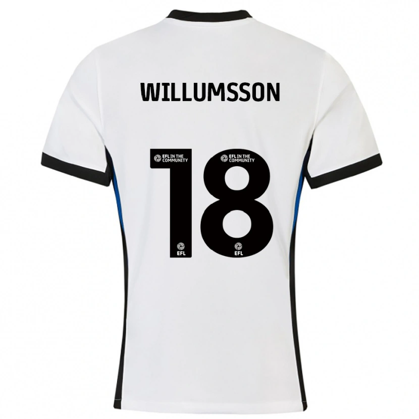 Danxen Kinder Willum Thór Willumsson #18 Weiß Blau Auswärtstrikot Trikot 2025/26 T-Shirt