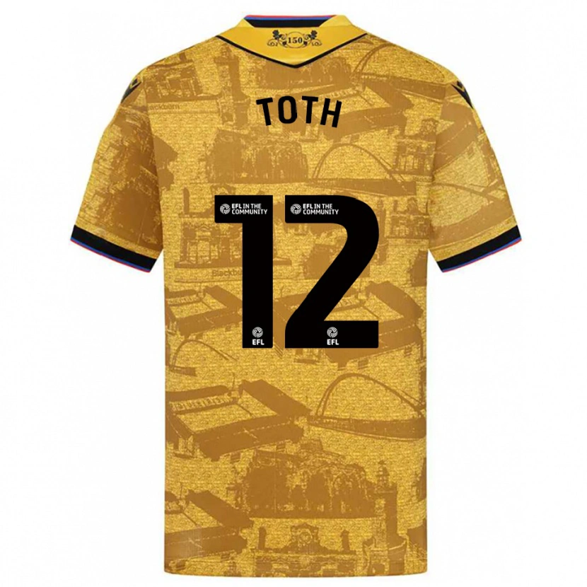 Danxen Kinder Balázs Tóth #12 Gold Schwarz Auswärtstrikot Trikot 2025/26 T-Shirt