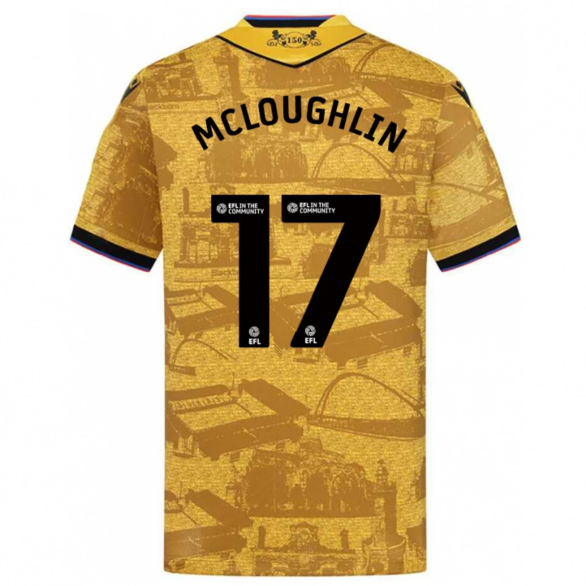 Danxen Kinder Sean Mcloughlin #17 Gold Schwarz Auswärtstrikot Trikot 2025/26 T-Shirt