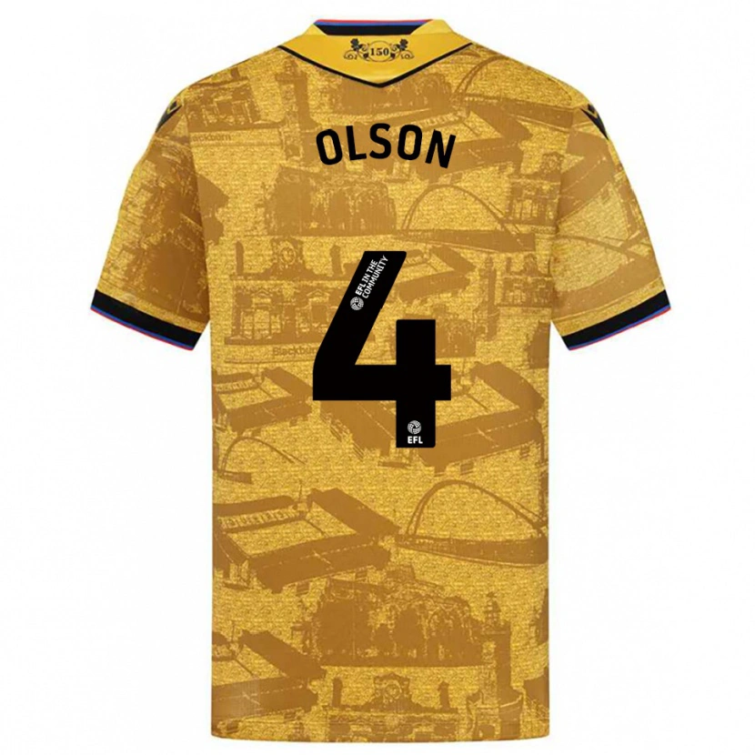 Danxen Kinder Charlie Olson #4 Gold Schwarz Auswärtstrikot Trikot 2025/26 T-Shirt