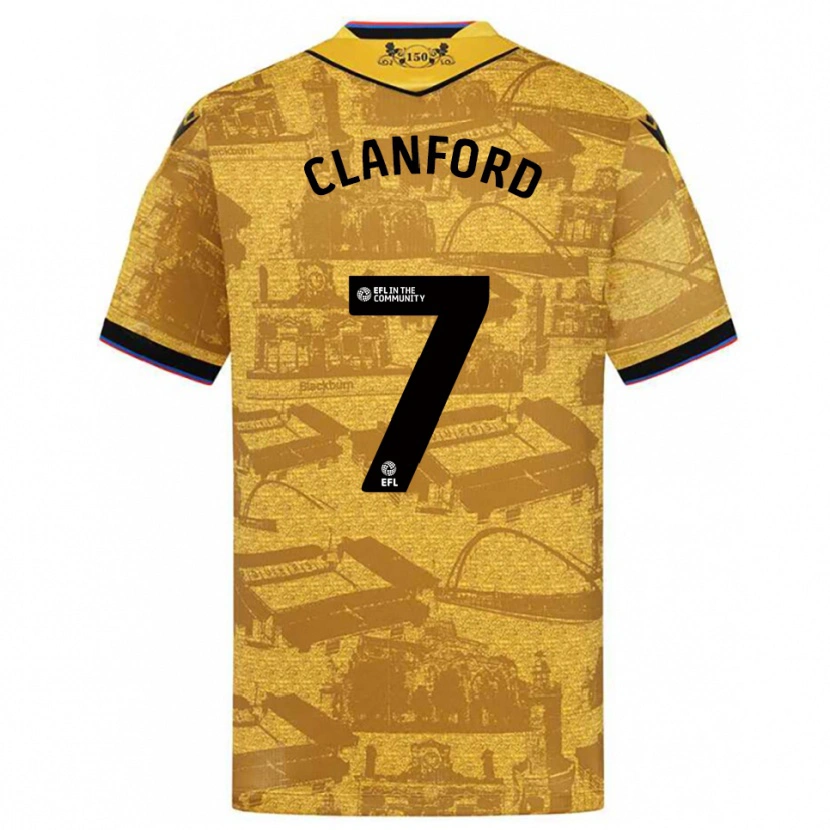 Danxen Kinder Charlie Clanford #7 Gold Schwarz Auswärtstrikot Trikot 2025/26 T-Shirt