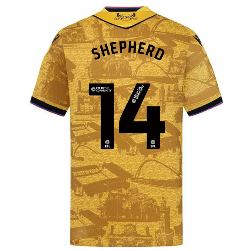 Danxen Kinder Lucy Shepherd #14 Gold Schwarz Auswärtstrikot Trikot 2025/26 T-Shirt