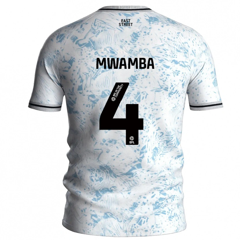 Danxen Kinder Alan Mwamba #4 Weiß Himmelblau Auswärtstrikot Trikot 2025/26 T-Shirt