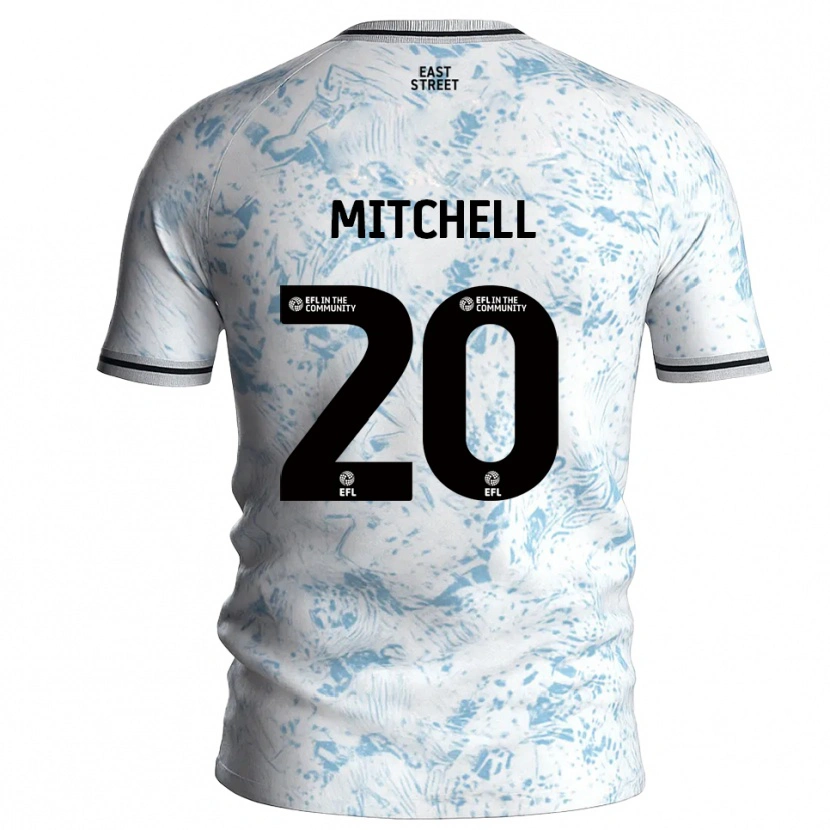 Danxen Kinder Zach Mitchell #20 Weiß Himmelblau Auswärtstrikot Trikot 2025/26 T-Shirt