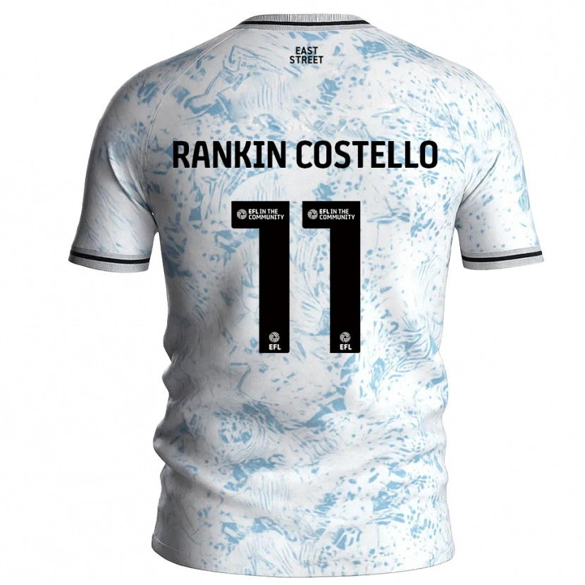 Danxen Kinder Joe Rankin-Costello #11 Weiß Himmelblau Auswärtstrikot Trikot 2025/26 T-Shirt