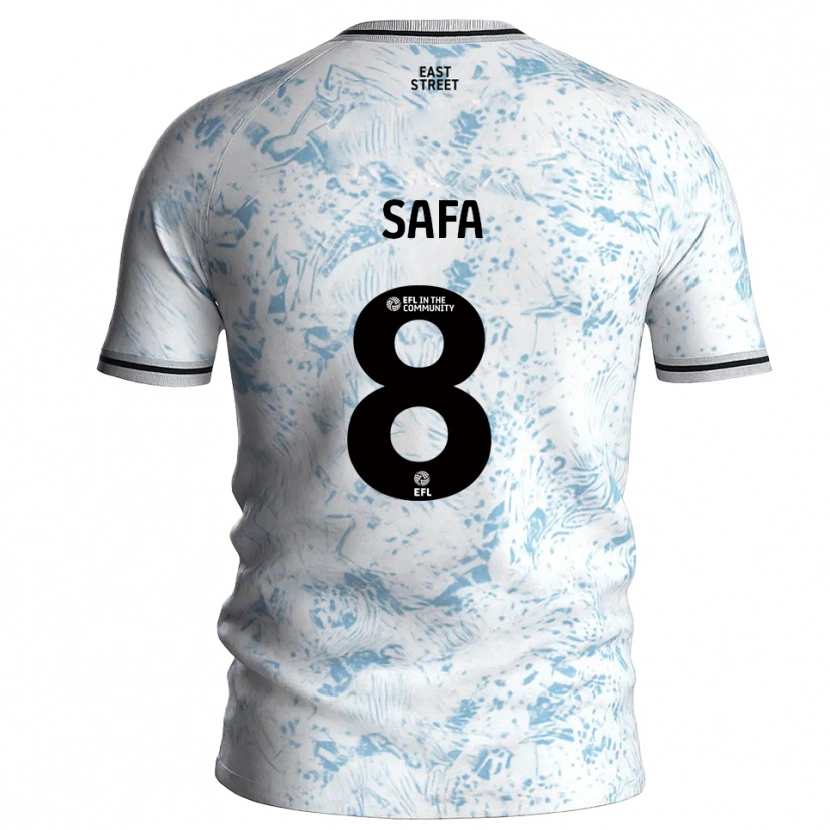 Danxen Kinder Jacob Safa #8 Weiß Himmelblau Auswärtstrikot Trikot 2025/26 T-Shirt