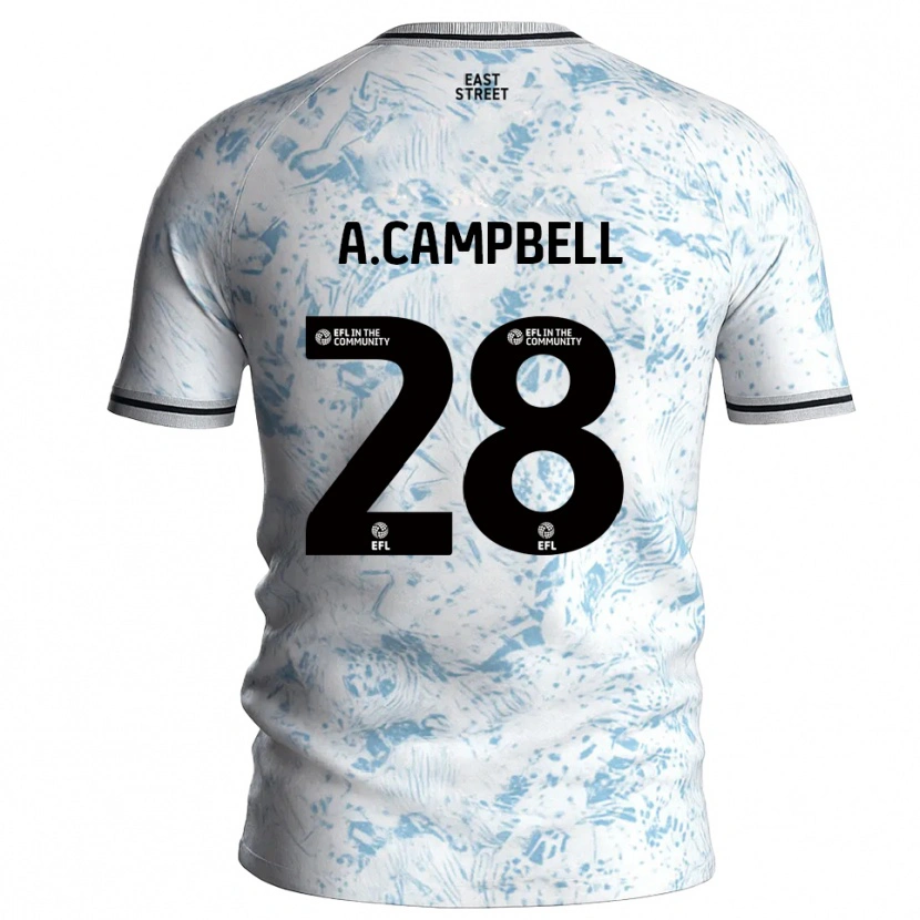 Danxen Kinder Allan Campbell #28 Weiß Himmelblau Auswärtstrikot Trikot 2025/26 T-Shirt