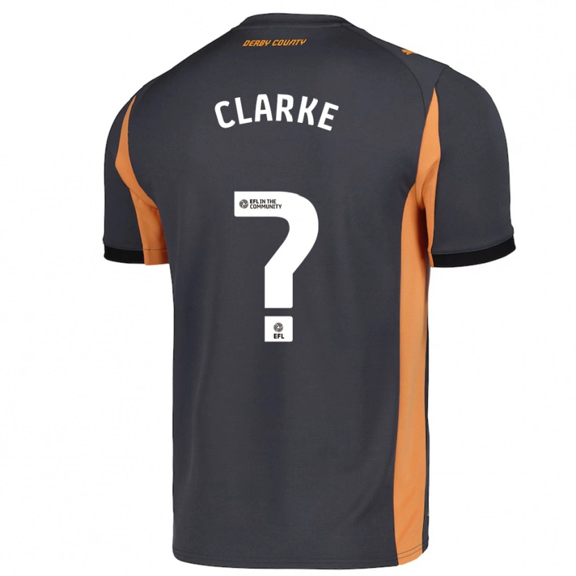 Danxen Kinder Kieran Clarke #0 Grau Orange Schwarz Auswärtstrikot Trikot 2025/26 T-Shirt