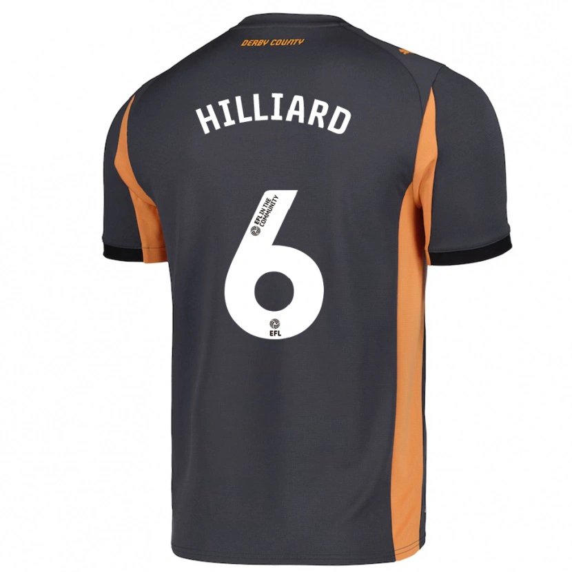 Danxen Kinder Ella Hilliard #6 Grau Orange Schwarz Auswärtstrikot Trikot 2025/26 T-Shirt