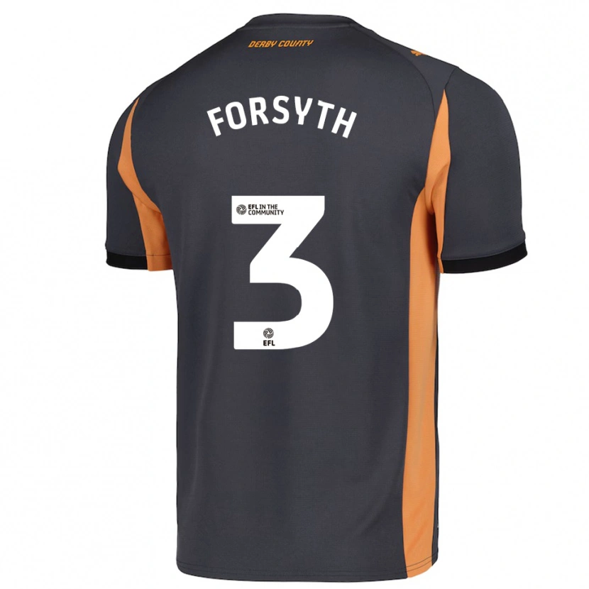Danxen Kinder Craig Forsyth #3 Grau Orange Schwarz Auswärtstrikot Trikot 2025/26 T-Shirt