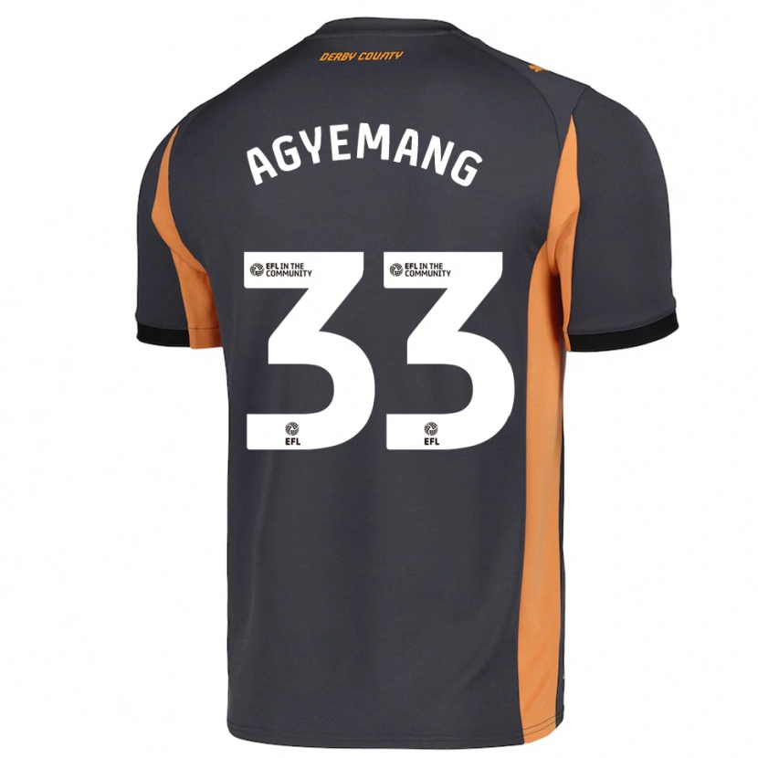 Danxen Kinder Patrick Agyemang #33 Grau Orange Schwarz Auswärtstrikot Trikot 2025/26 T-Shirt