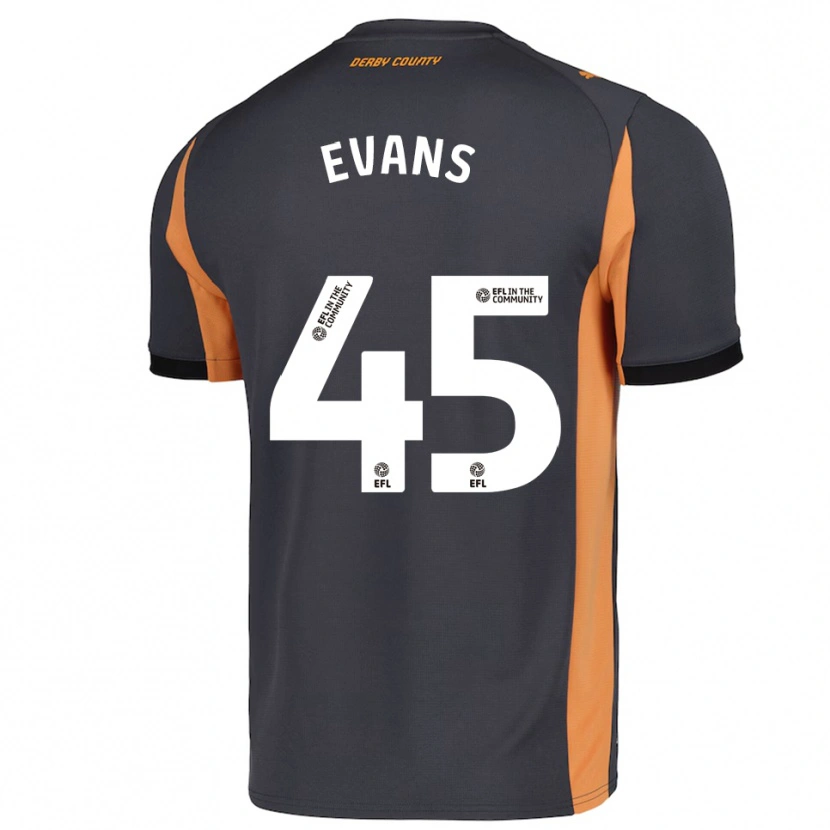 Danxen Kinder Harry Evans #45 Grau Orange Schwarz Auswärtstrikot Trikot 2025/26 T-Shirt