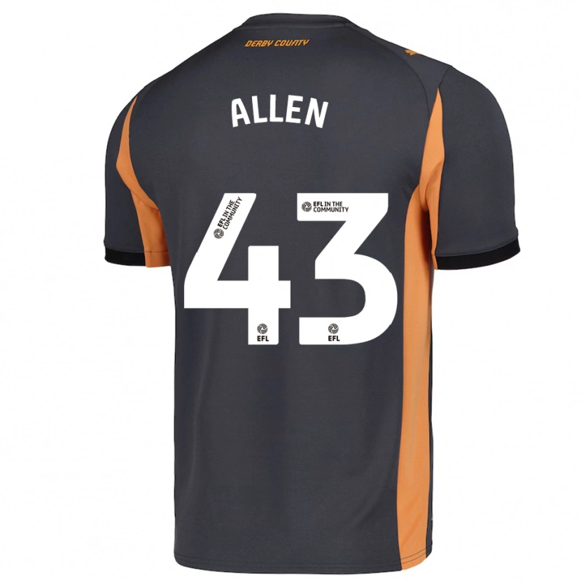 Danxen Kinder Cruz Allen #43 Grau Orange Schwarz Auswärtstrikot Trikot 2025/26 T-Shirt