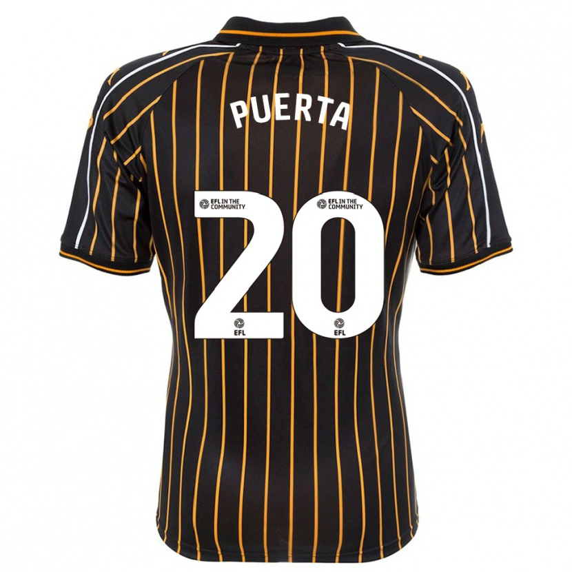 Danxen Kinder Gustavo Puerta #20 Weiß Schwarz Auswärtstrikot Trikot 2025/26 T-Shirt