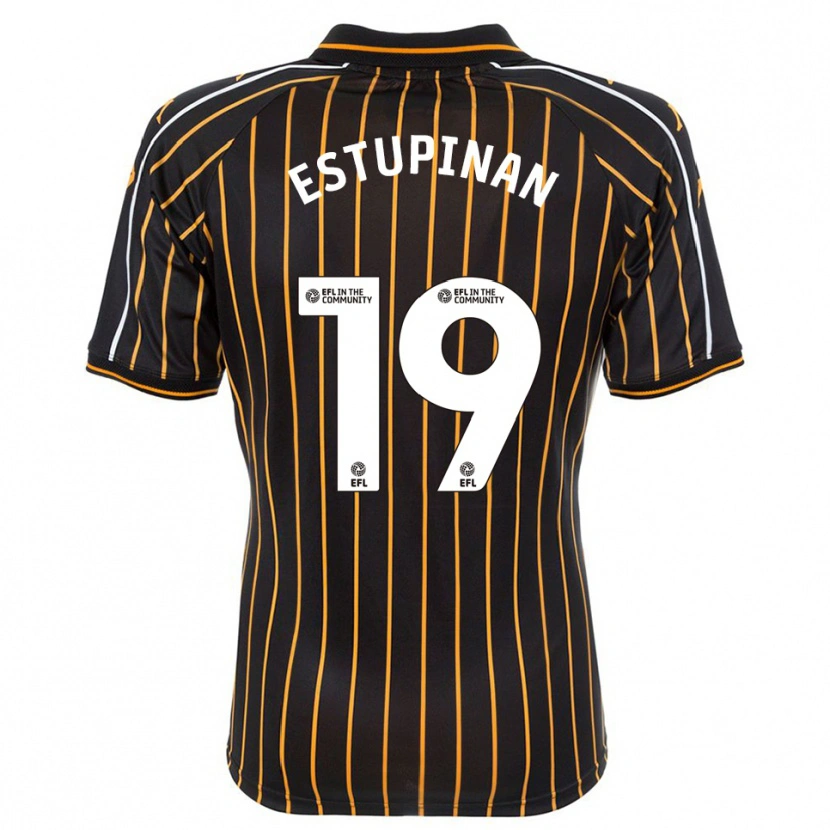 Danxen Kinder Óscar Estupiñán #19 Weiß Schwarz Auswärtstrikot Trikot 2025/26 T-Shirt