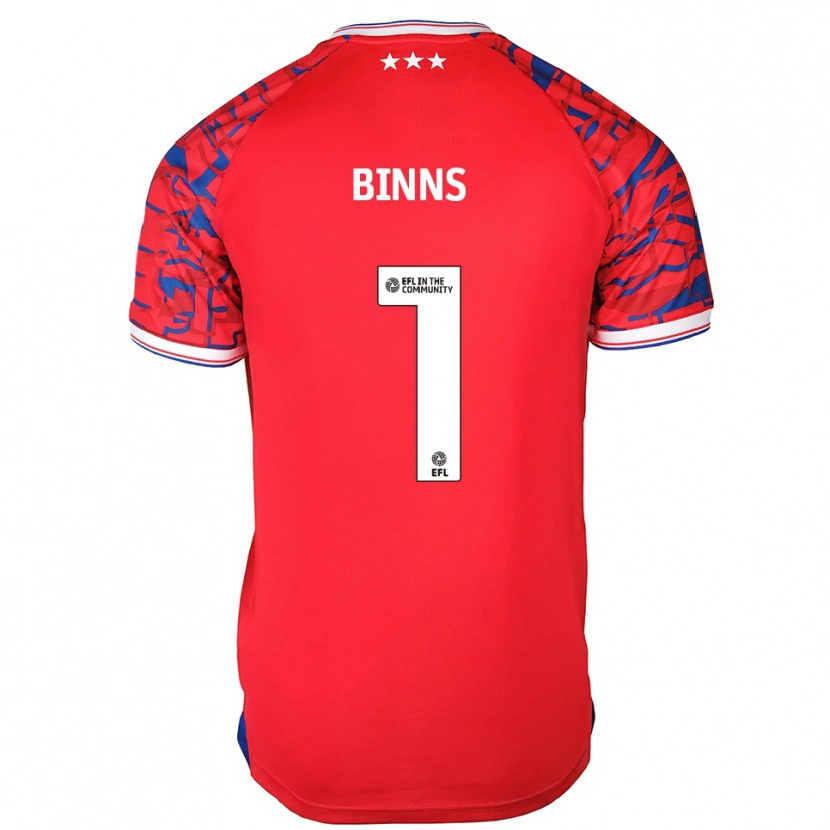 Danxen Kinder Charlie Binns #1 Rot Blau Auswärtstrikot Trikot 2025/26 T-Shirt