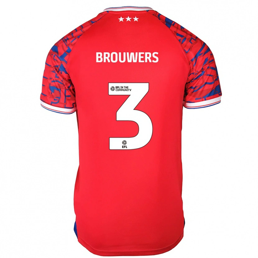 Danxen Kinder Steve Brouwers #3 Rot Blau Auswärtstrikot Trikot 2025/26 T-Shirt