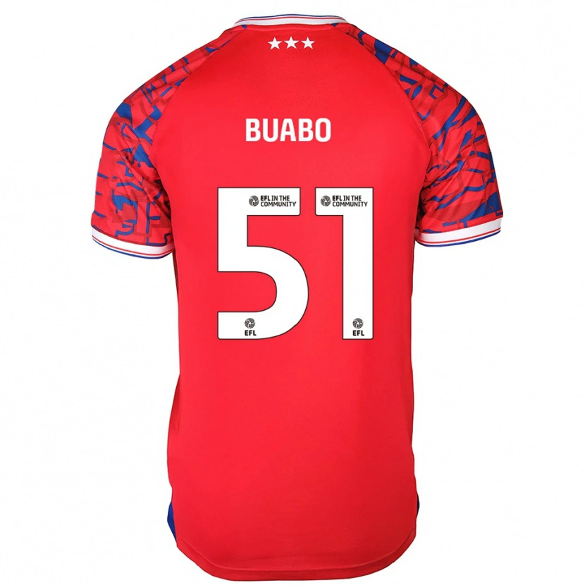 Danxen Kinder Gerrard Buabo #51 Rot Blau Auswärtstrikot Trikot 2025/26 T-Shirt