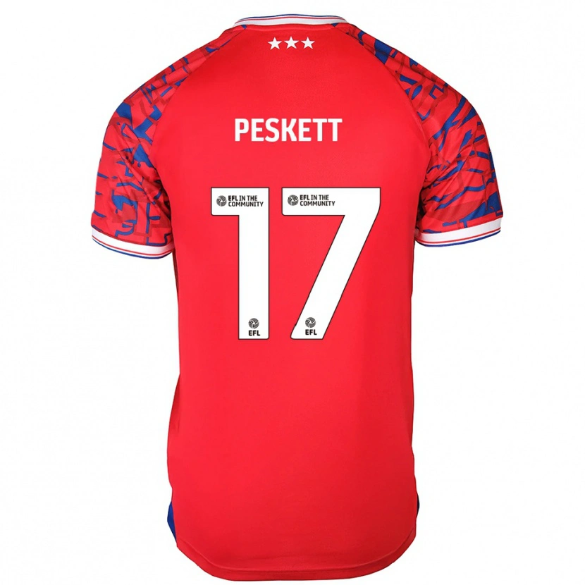 Danxen Kinder Sophie Peskett #17 Rot Blau Auswärtstrikot Trikot 2025/26 T-Shirt