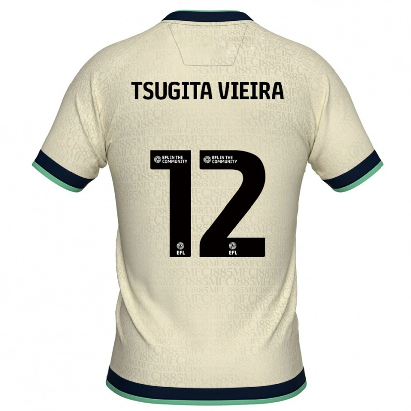 Danxen Kinder Sacha Tsugita Vieira #12 Champagner Marine Auswärtstrikot Trikot 2025/26 T-Shirt