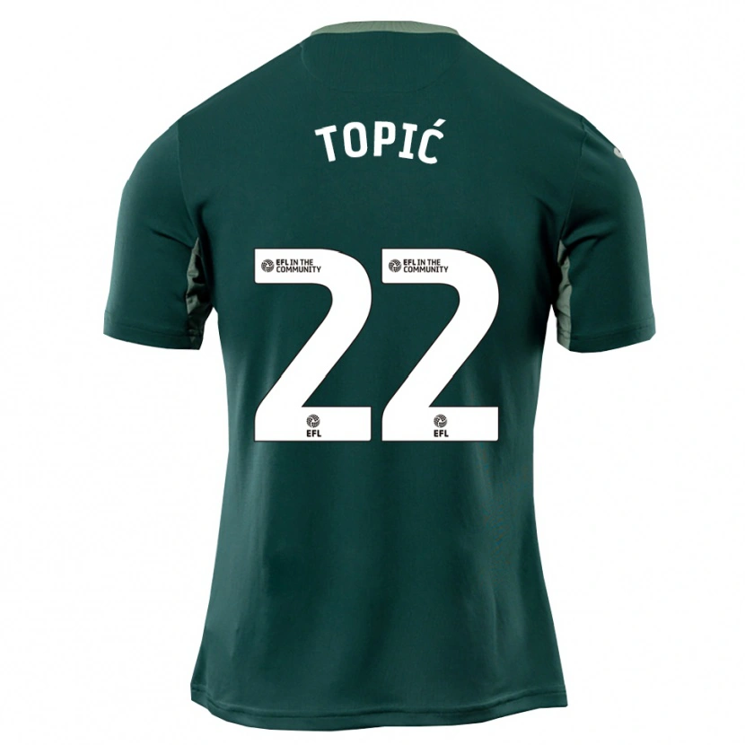 Danxen Kinder Mirko Topić #22 Grün Weiß Lila Auswärtstrikot Trikot 2025/26 T-Shirt