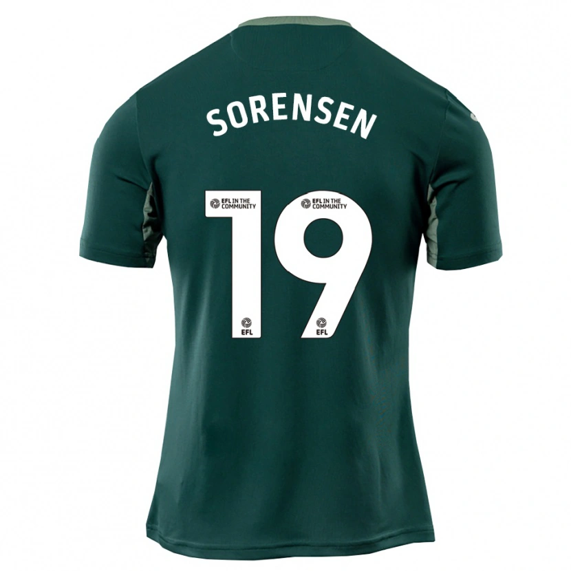 Danxen Kinder Jacob Lungi Sørensen #19 Grün Weiß Lila Auswärtstrikot Trikot 2025/26 T-Shirt