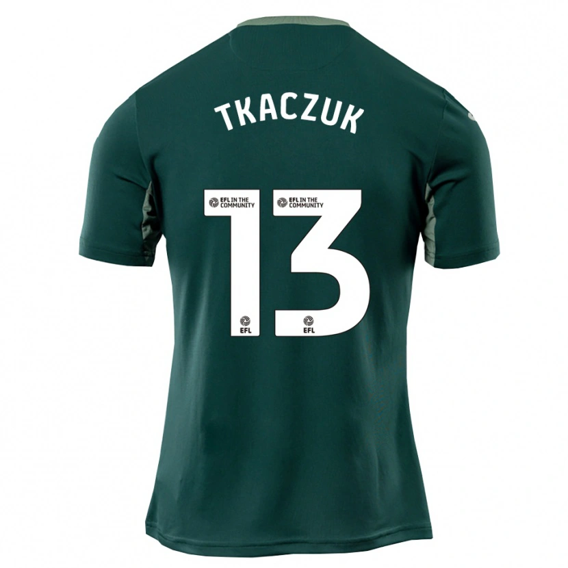 Danxen Kinder Nikodem Tkaczuk #13 Grün Weiß Lila Auswärtstrikot Trikot 2025/26 T-Shirt