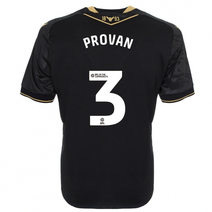 Danxen Kinder Shelly Provan #3 Schwarz Gold Auswärtstrikot Trikot 2025/26 T-Shirt