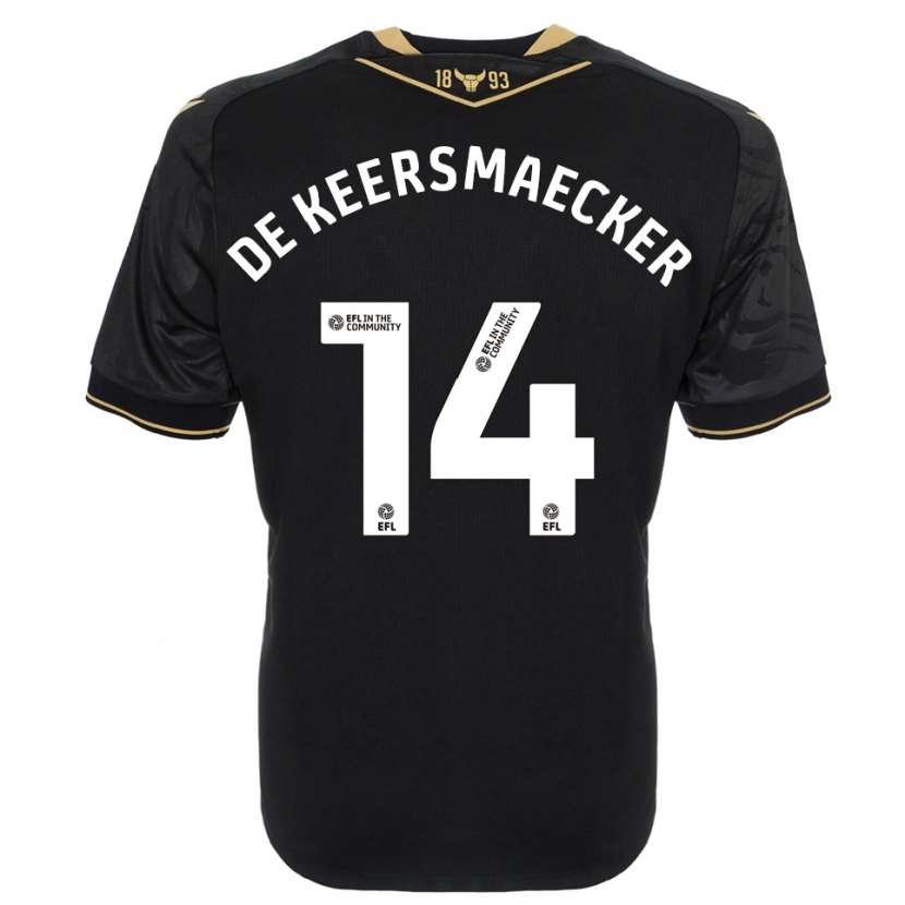 Danxen Kinder Brian De Keersmaecker #14 Schwarz Gold Auswärtstrikot Trikot 2025/26 T-Shirt
