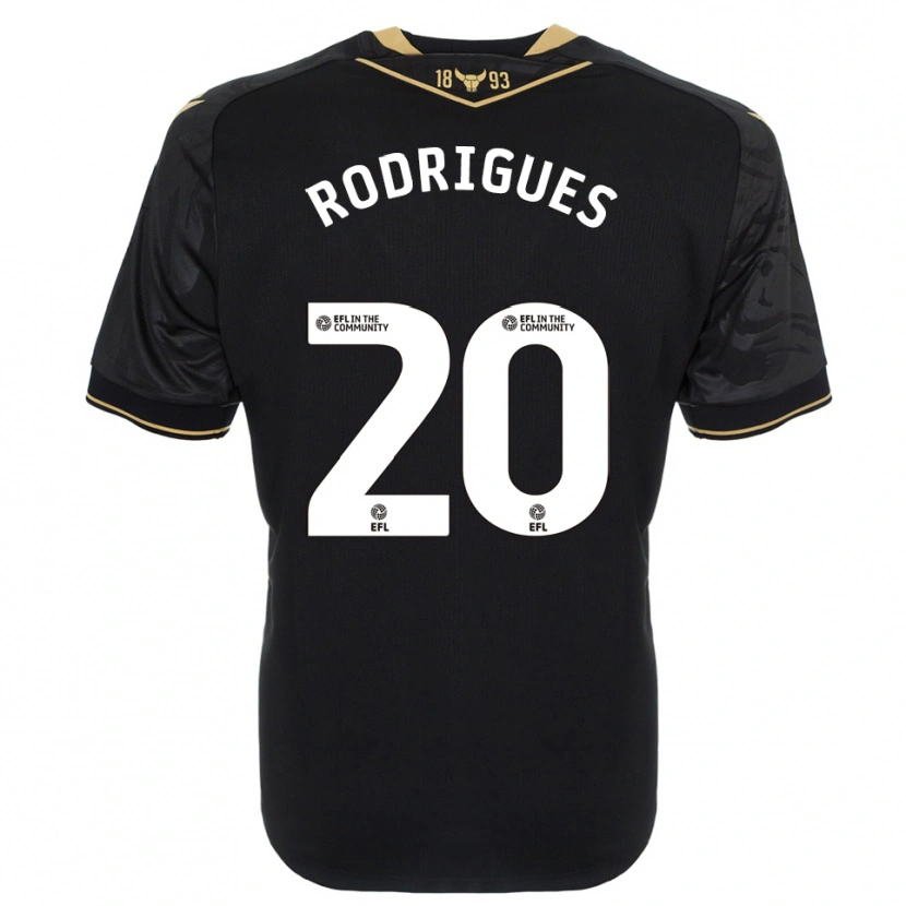 Danxen Kinder Rúben Rodrigues #20 Schwarz Gold Auswärtstrikot Trikot 2025/26 T-Shirt