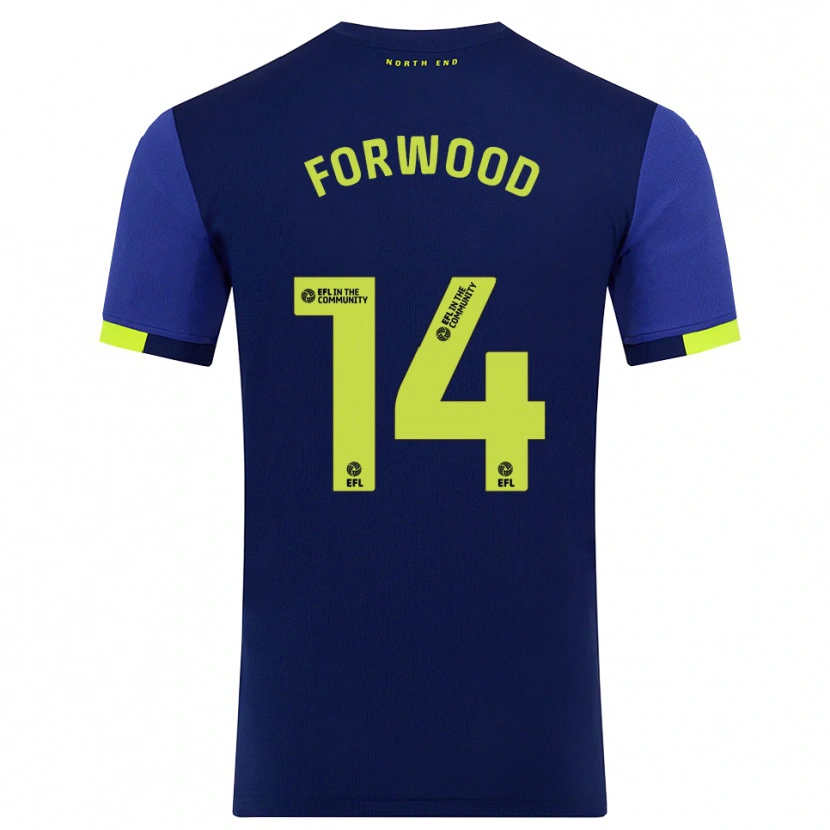 Danxen Kinder Charlie Forwood #14 Marine Gelb Auswärtstrikot Trikot 2025/26 T-Shirt