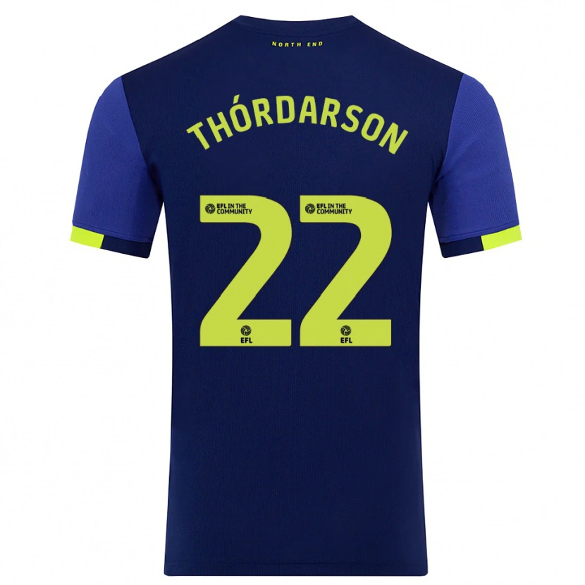 Danxen Kinder Stefán Teitur Thórdarson #22 Marine Gelb Auswärtstrikot Trikot 2025/26 T-Shirt