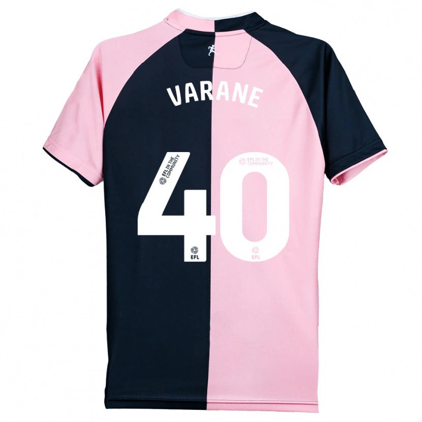 Danxen Kinder Jonathan Varane #40 Pink Schwarz Auswärtstrikot Trikot 2025/26 T-Shirt