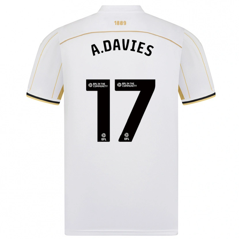 Danxen Kinder Adam Davies #17 Weiß Gold Auswärtstrikot Trikot 2025/26 T-Shirt