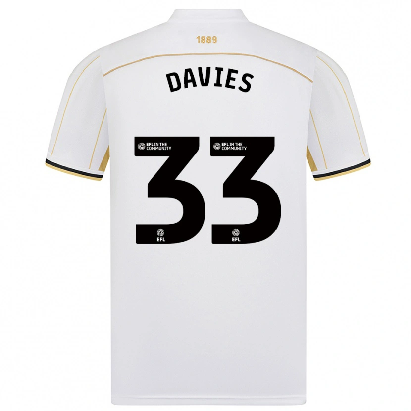 Danxen Kinder Bethan Davies #33 Weiß Gold Auswärtstrikot Trikot 2025/26 T-Shirt