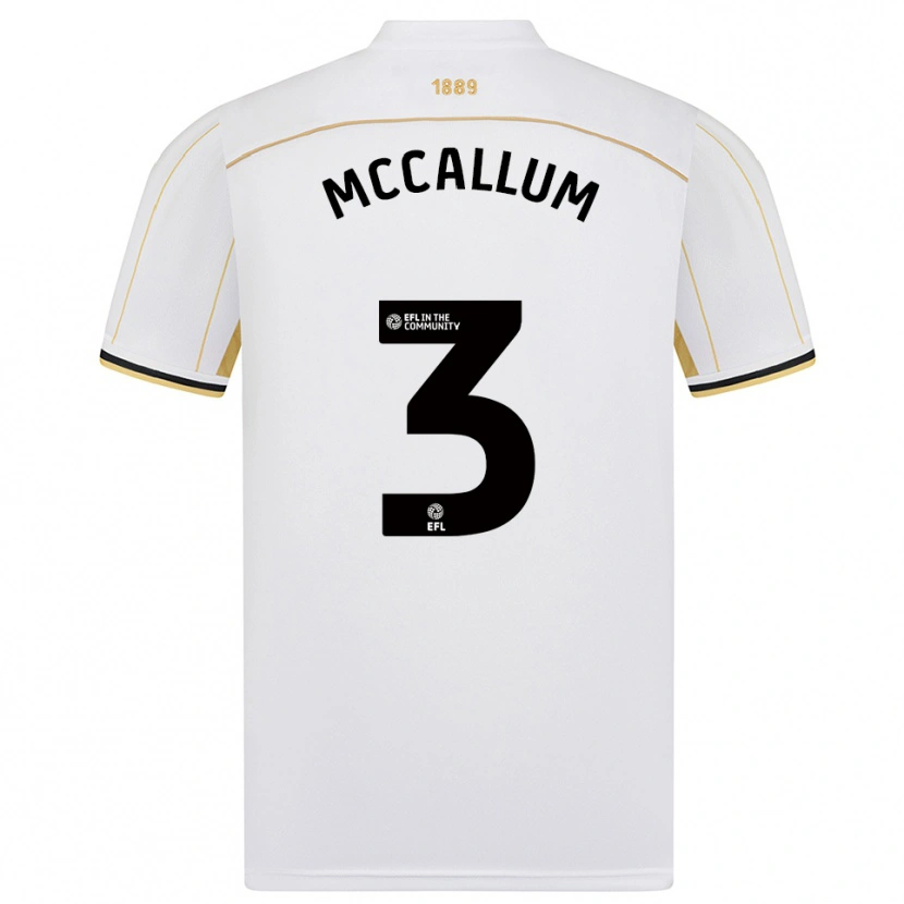 Danxen Kinder Sam Mccallum #3 Weiß Gold Auswärtstrikot Trikot 2025/26 T-Shirt